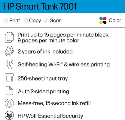 HP Smart Tank 7001 Wireless All-in-One Printer