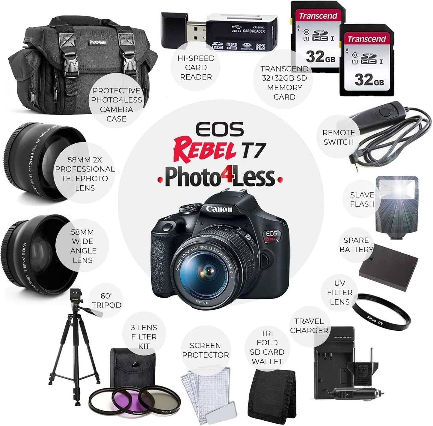 Canon Canon EOS Rebel T7 DSLR Camera Bundle with 18-55mm Lens (Renewed)