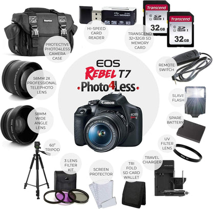 Canon Canon EOS Rebel T7 DSLR Camera Bundle with 18-55mm Lens (Renewed)