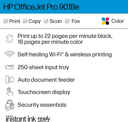 HP 9018e OfficeJet Pro Wireless All-in-One Printer (Renewed)