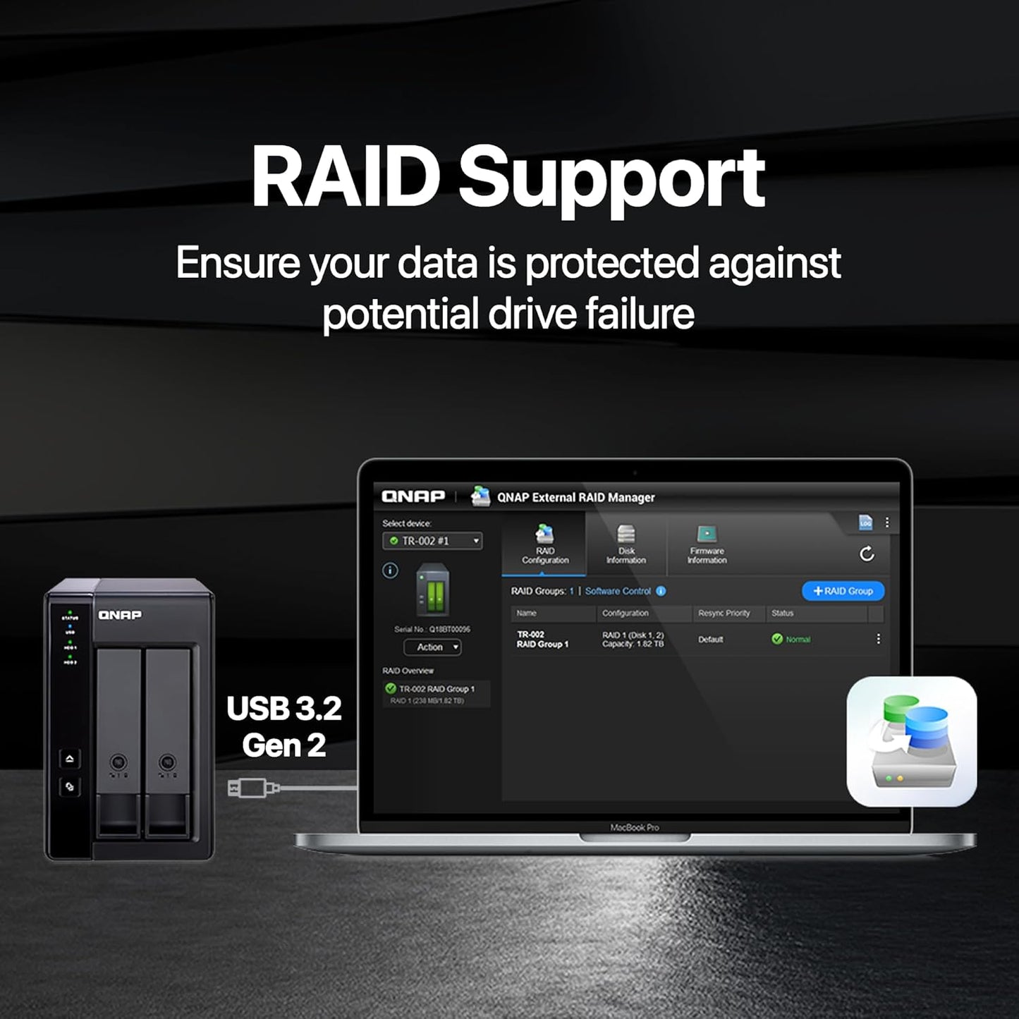 QNAP TR-002 4TB RAID 1 DAS IronWolf