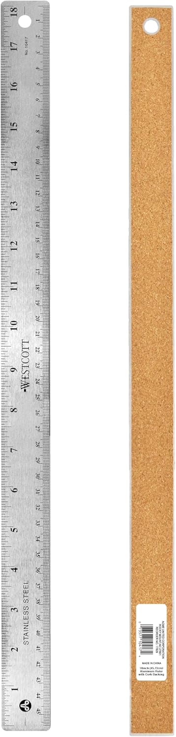 Westcott 10417 18" Stainless Steel Metal Ruler