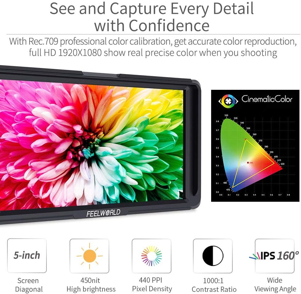 FEELWORLD F5-FBA 5 Inch On-Camera Field Monitor