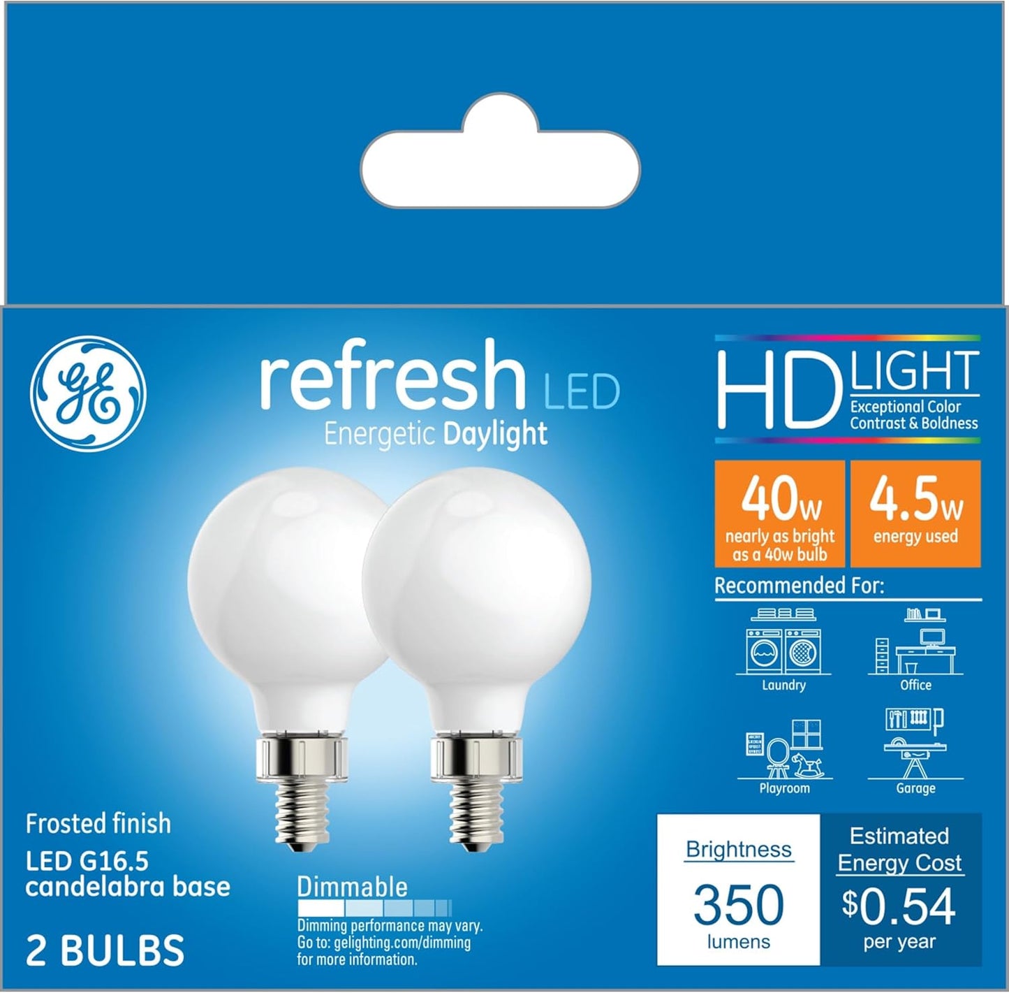 GE 45715 Refresh LED Light Bulbs 40W Daylight 2-Pack