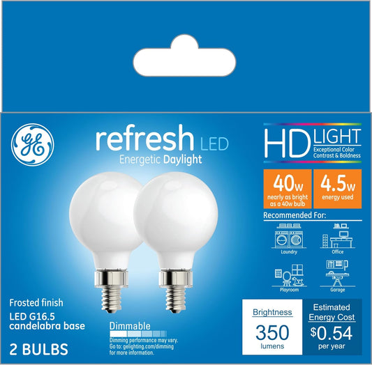 GE 45715 Refresh LED Light Bulbs 40W Daylight 2-Pack