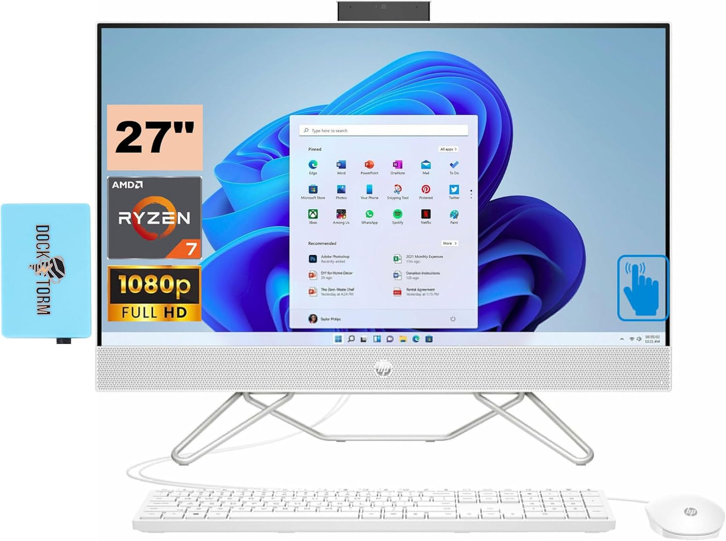 HP 27-cb0070 All-in-One Desktop PC Touchscreen Bundle