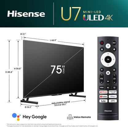 Hisense 75U7K 75-Inch Mini-LED 4K Smart TV Renewed