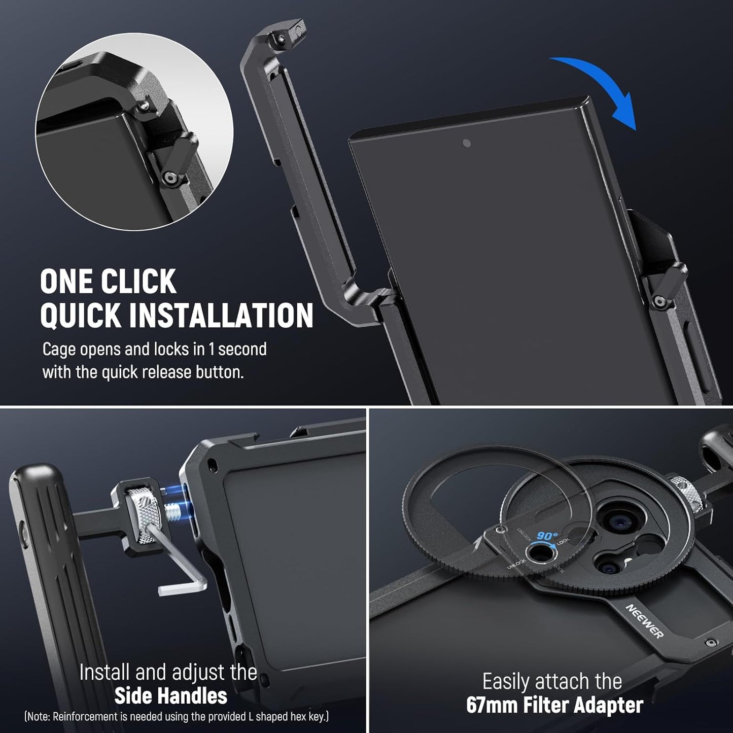 Neewer S23 Ultra Cage Video Rig Dual Handles 67mm