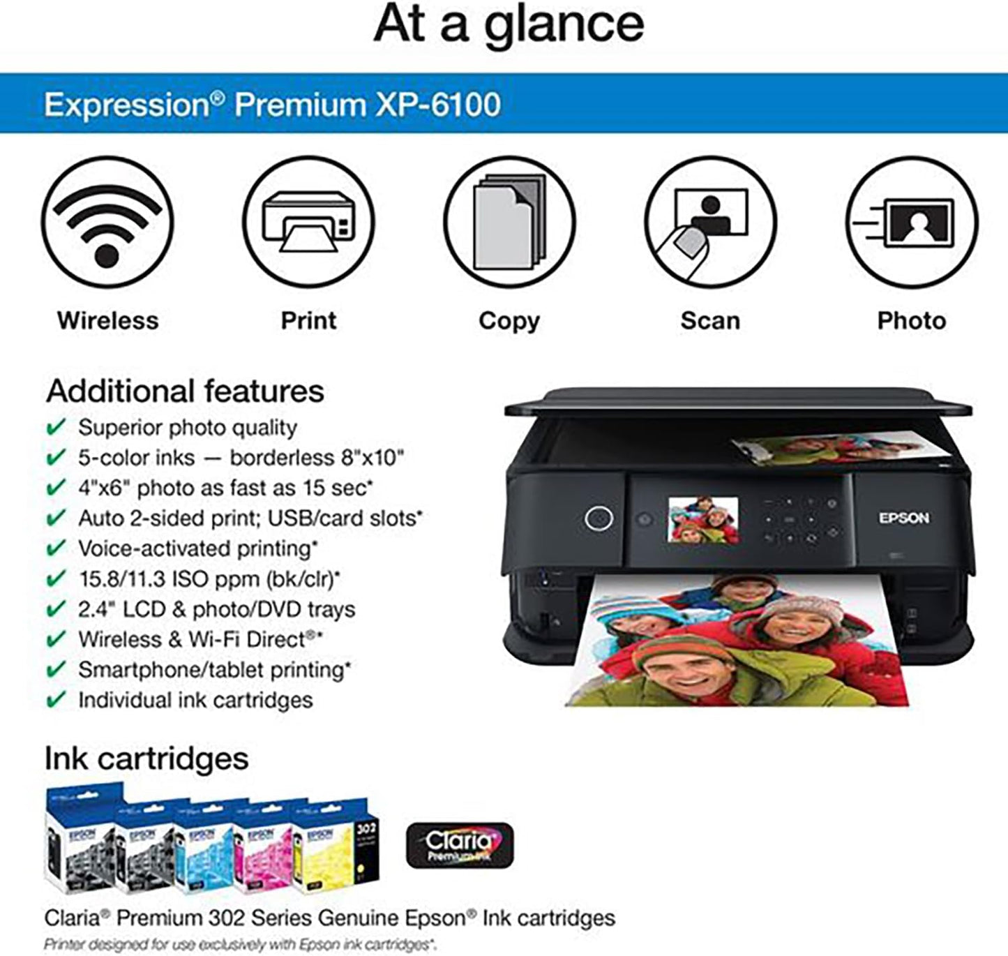 Epson Premium XP XP-6100 Wireless Color Photo All-in-One Printer