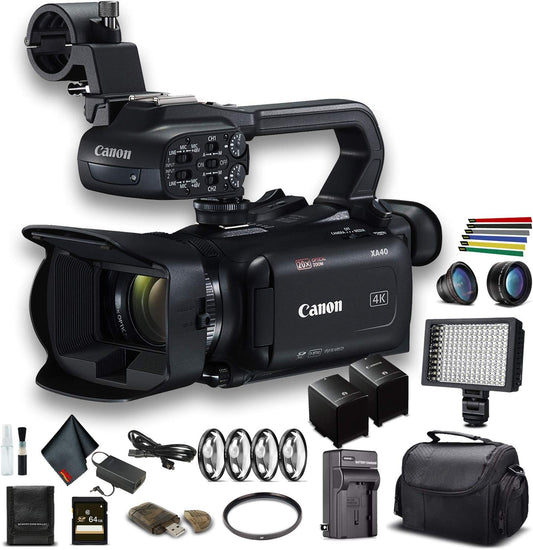 Canon 3666C002 XA40 4K Camcorder Advanced Bundle (Renewed)