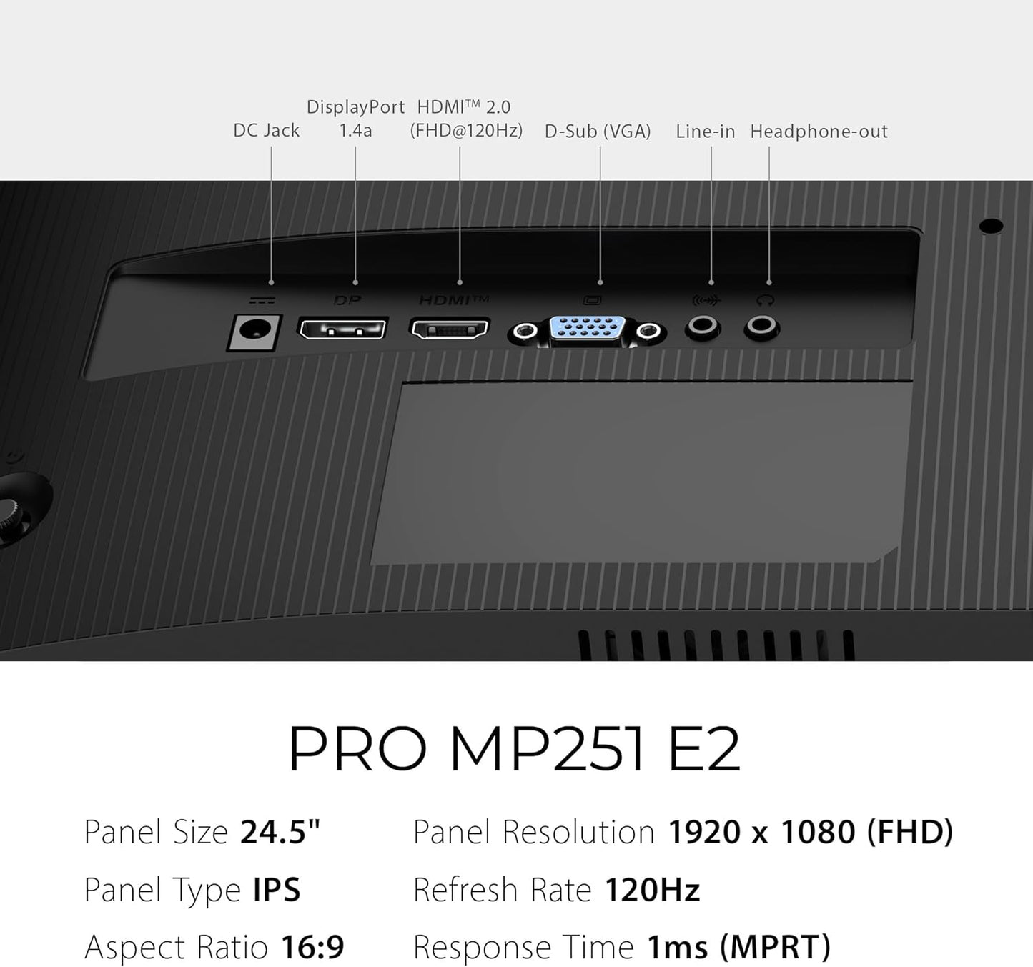 MSI PRO MP251 E2 24.5" 120Hz FHD IPS Gaming Monitor