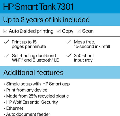 HP Smart Tank 7301 Wireless All-in-One Printer Ink Included