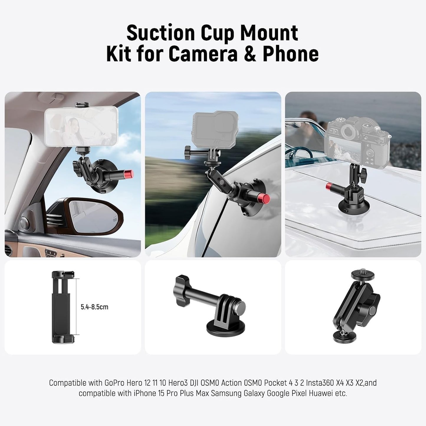 Neewer 10104421 Suction Cup Camera Mount with Magic Arm