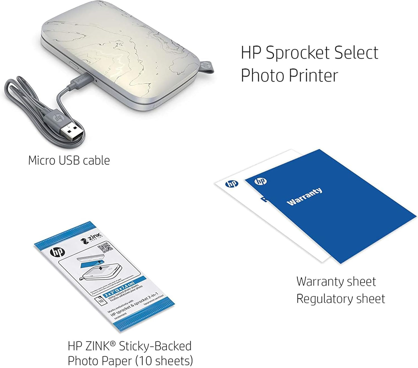 HP 5XH49A Sprocket Select 2.3x3.4 Portable Photo Printer
