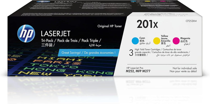 HP CF253XM 201X High-Yield Color LaserJet Toner 3-Pack — main product image