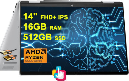 HP Envy x360 AI PC 14" Touchscreen Laptop Ryzen 5 16GB