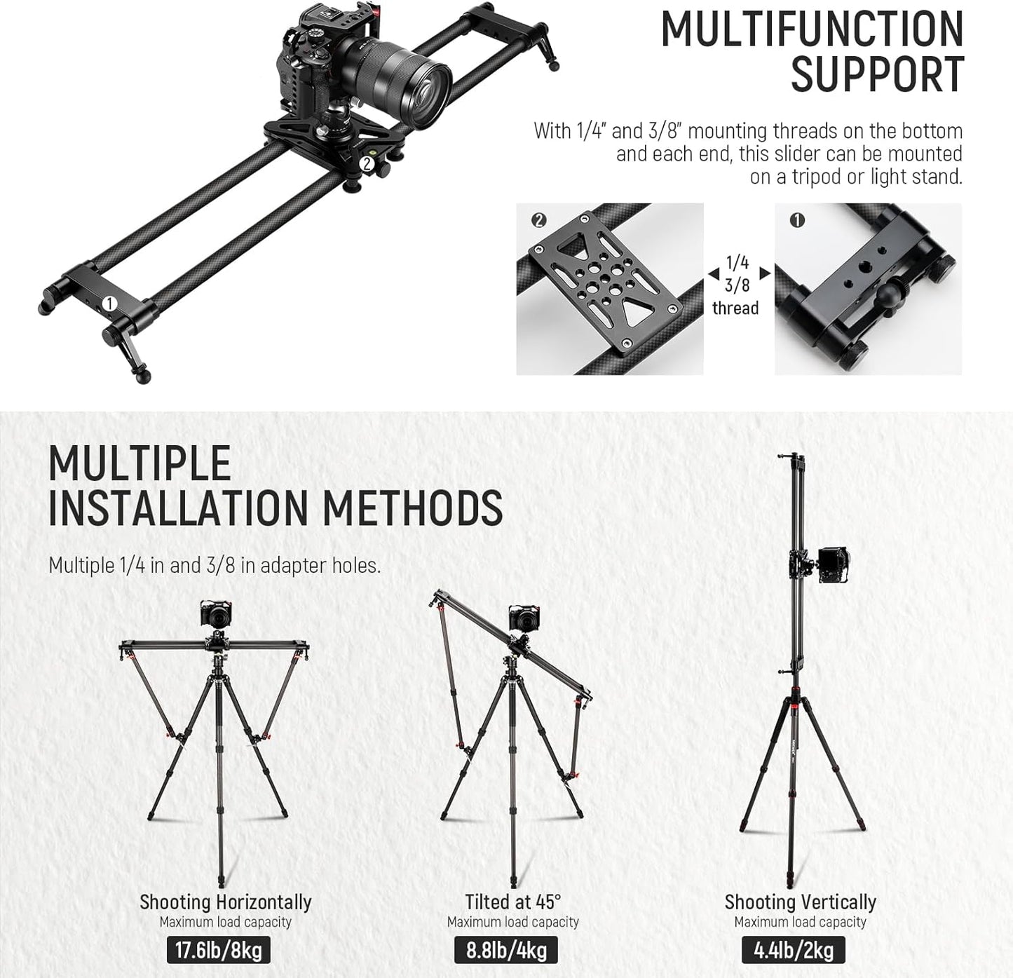 Neewer 10102124 31.5" Carbon Fiber Camera Slider