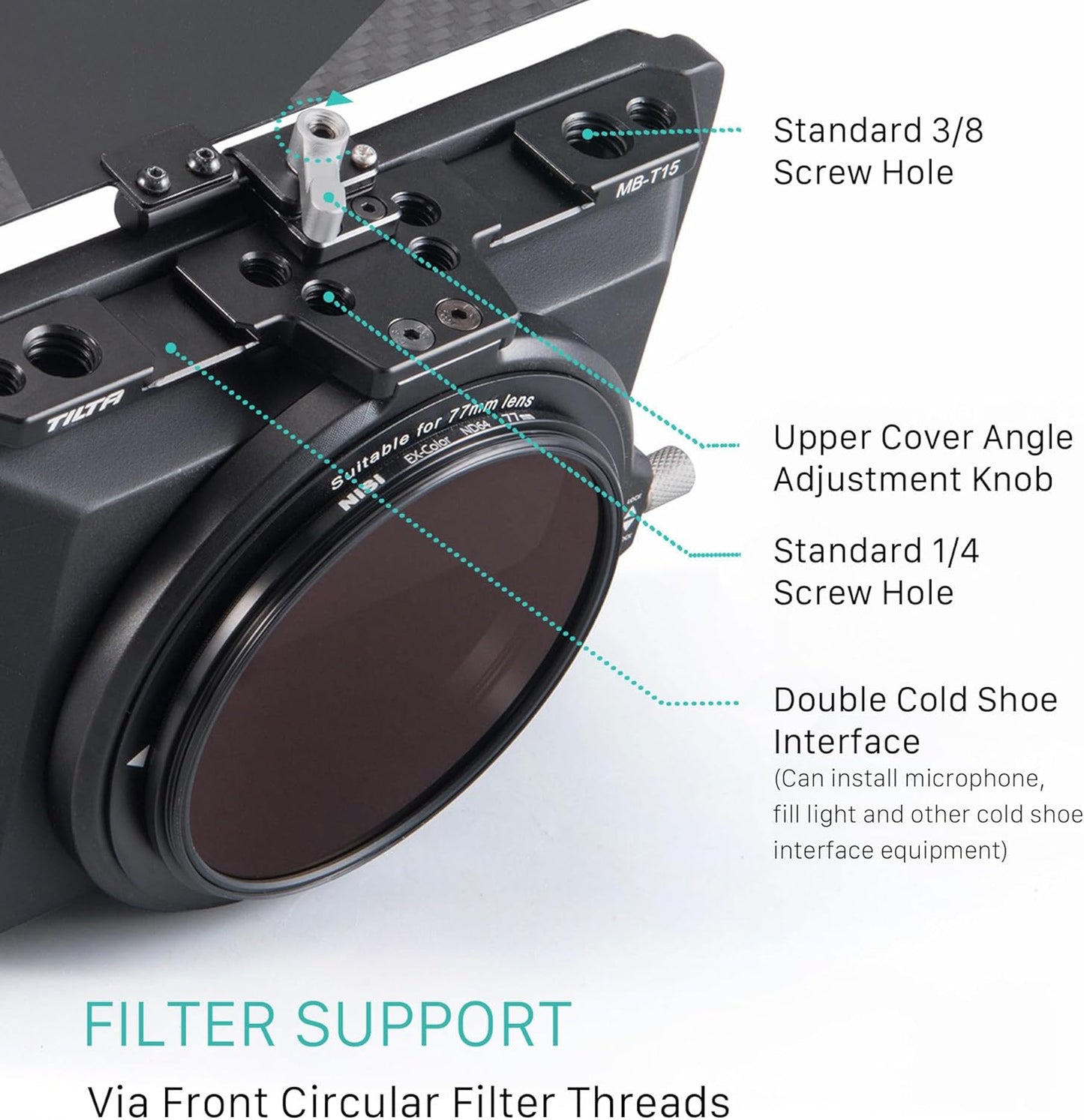 Tilta MB-T15 Mini Matte Box 15mm Rod Adapter