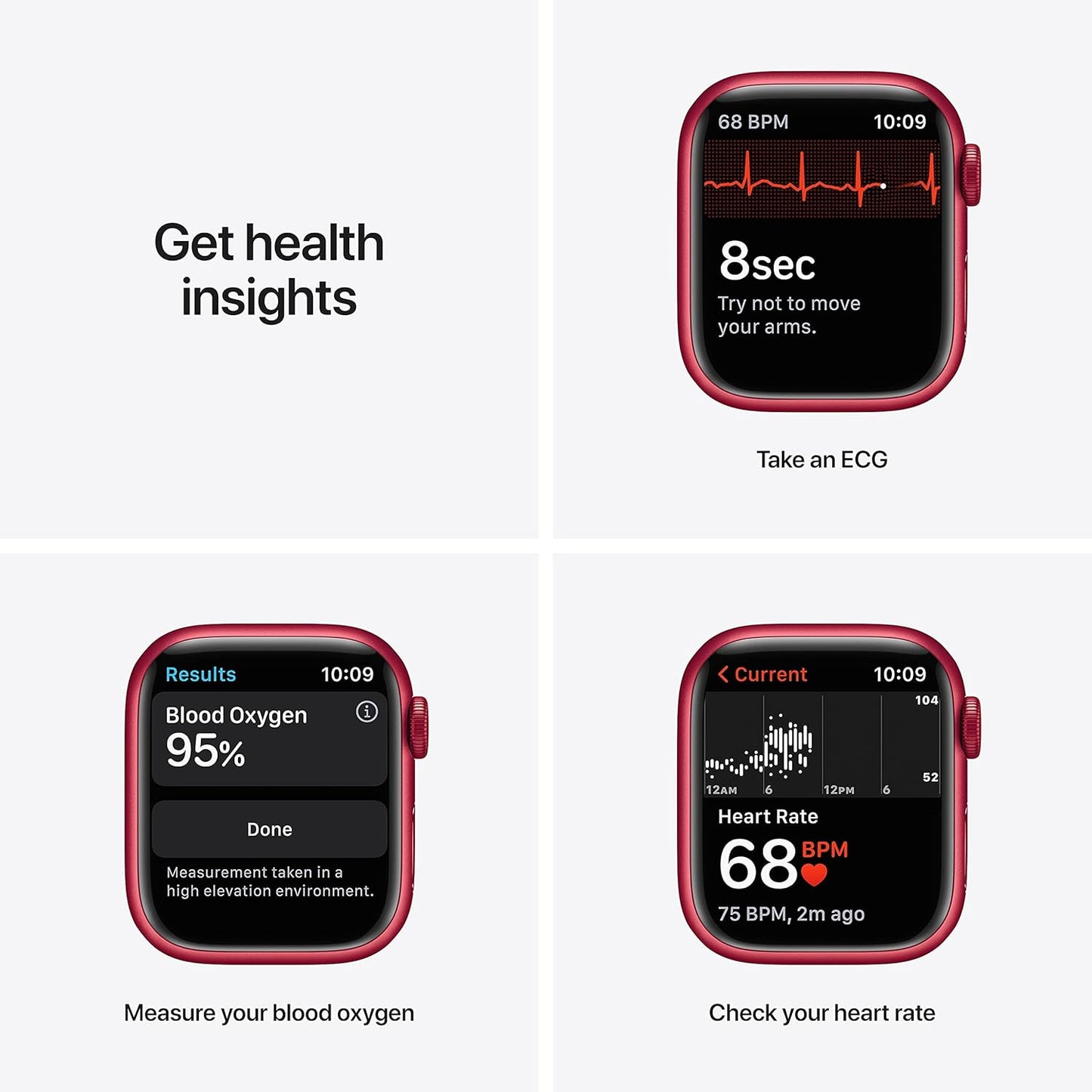 Apple Watch Series 7 - GPS, 41mm Red Aluminum (Renewed)