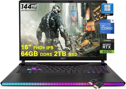 MSI GE68HX Raider Gaming Laptop - 16" FHD+ 144Hz, i9-14900HX, RTX 4070