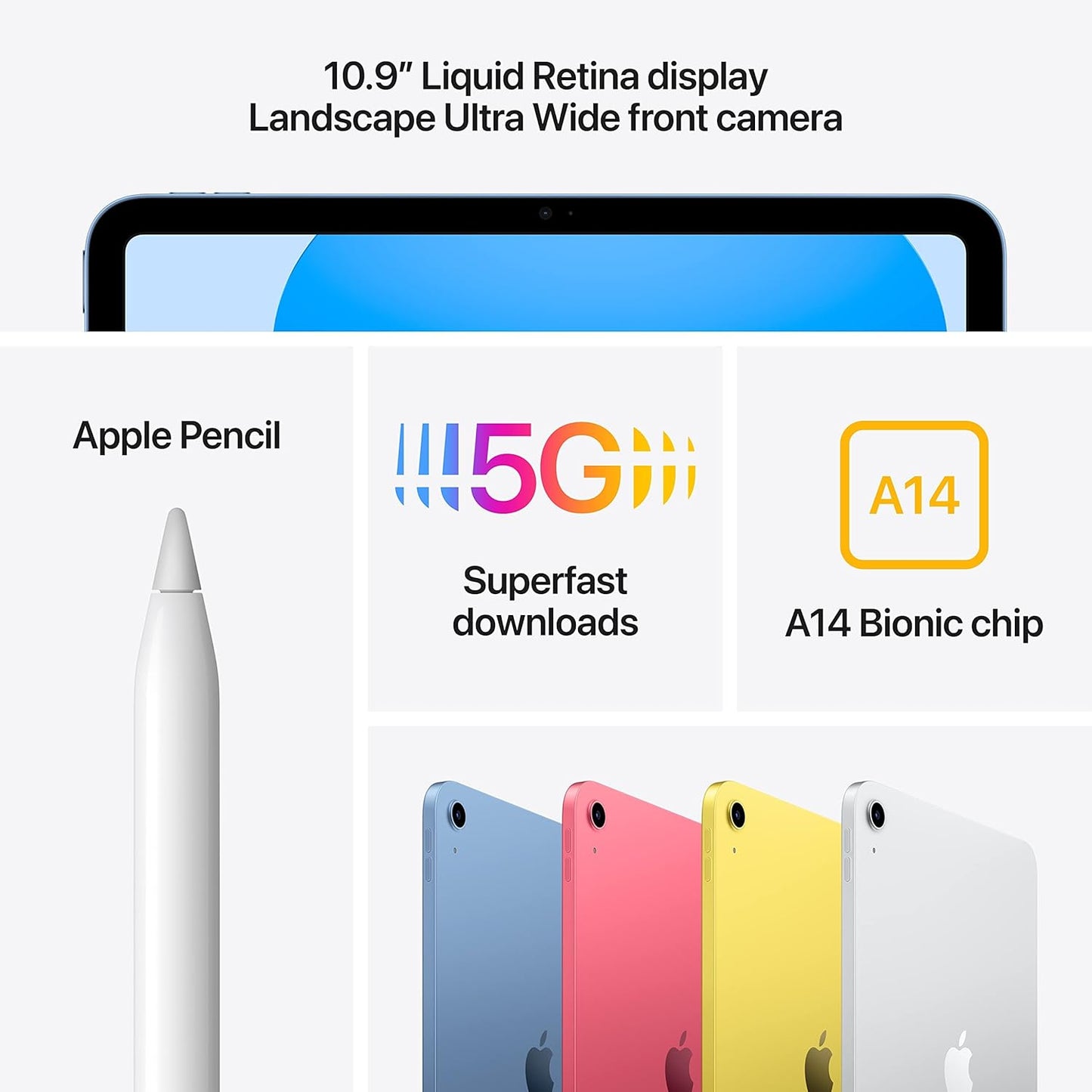 Apple iPad 10.9" (10th Gen) Wi-Fi + Cellular 64GB Blue Renewed