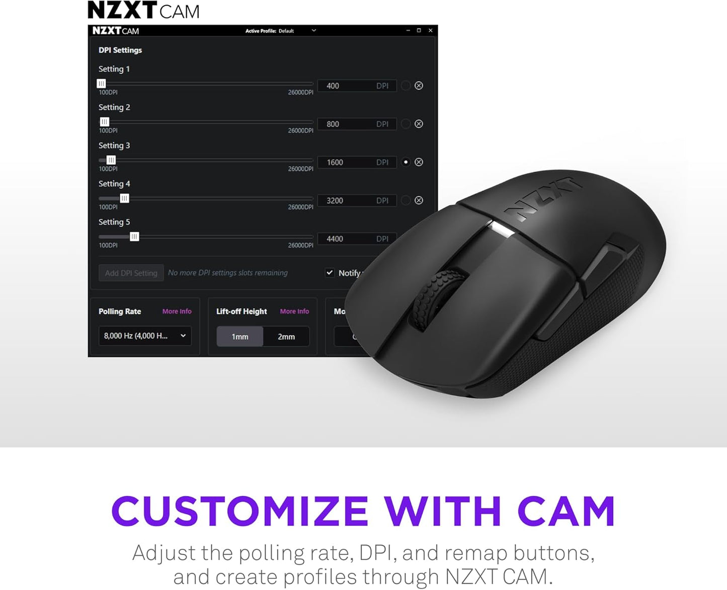 NZXT MS-101NB-01 Lift Elite Wireless Gaming Mouse