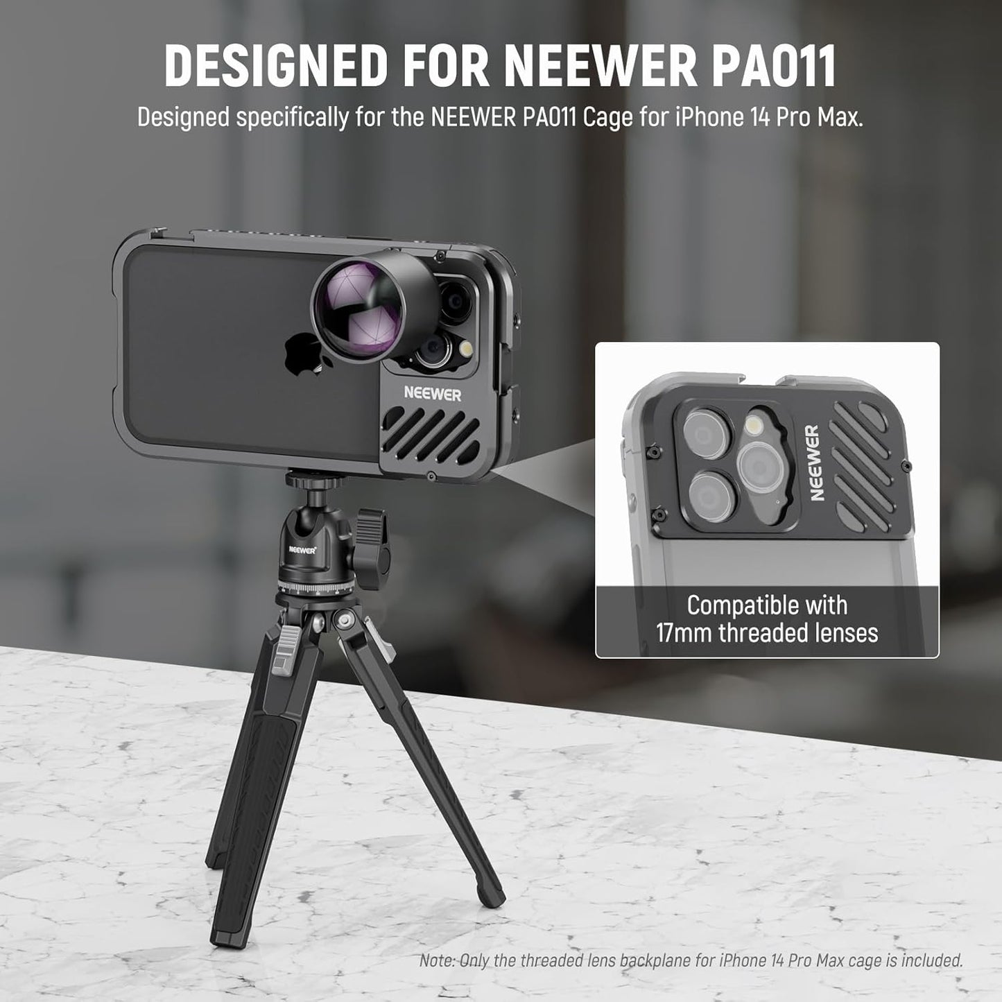 Neewer 10102664 iPhone 14 Pro Max Lens Backplane - 17mm Mount