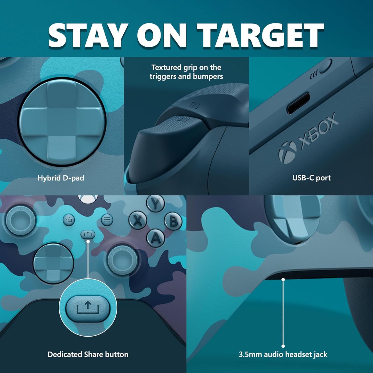 Microsoft QAU-00073 Xbox Wireless Controller Mineral Camo