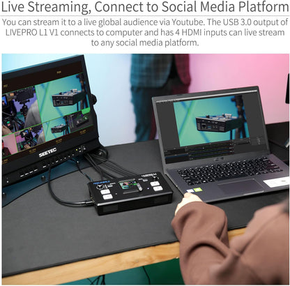 FEELWORLD LIVEPRO L1 V1: HDMI Video Mixer Live Stream Switcher