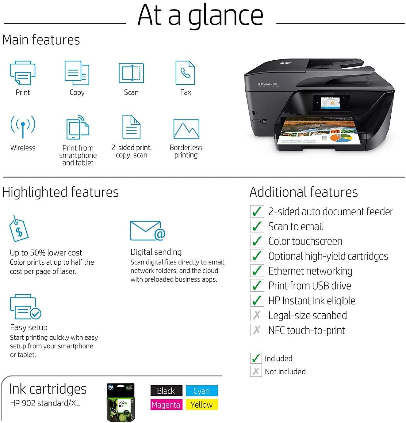 HP (T0F29A OfficeJet Pro 6978 Wireless All-in-One Printer - Renewed