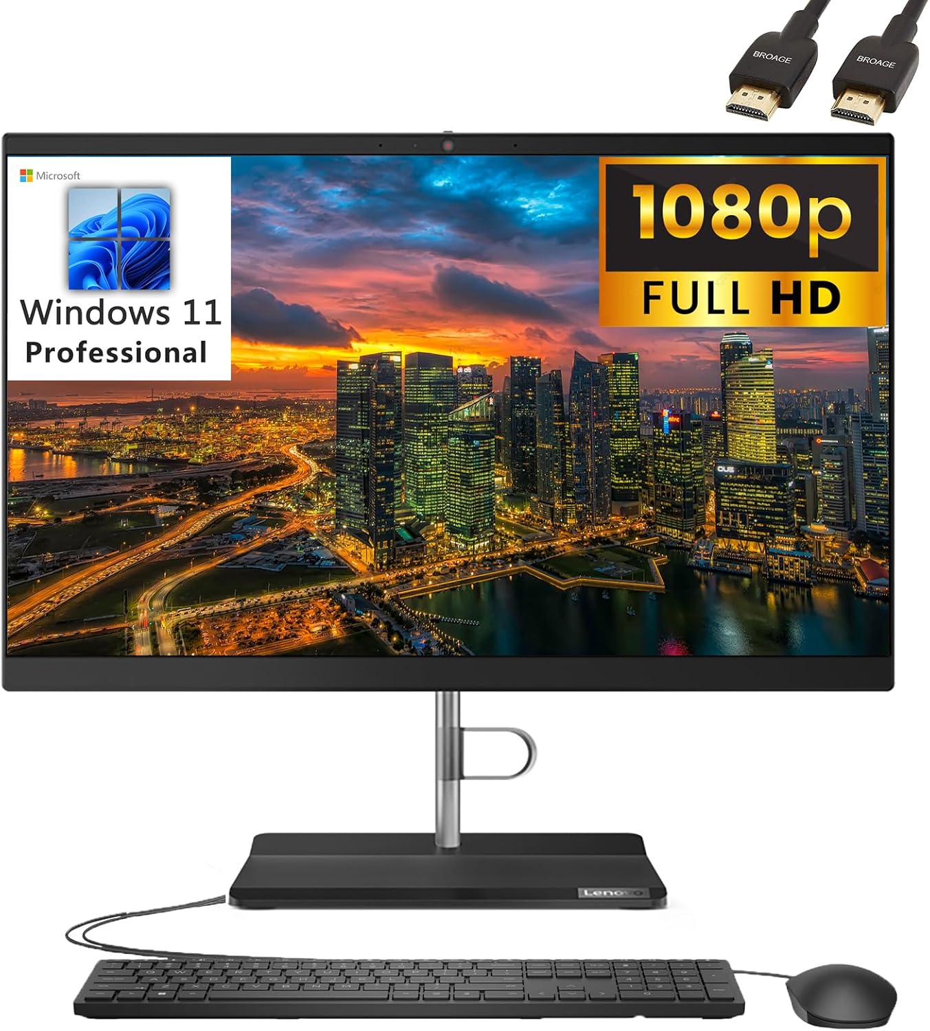 Lenovo 24 V50a 24" AIO Desktop i3-10100T 16GB 1TB SSD DVDRW Win11