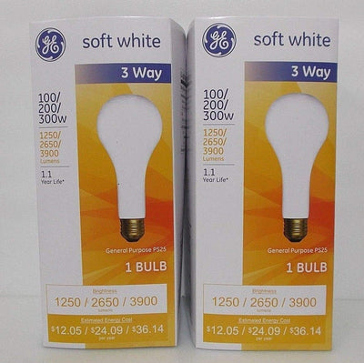 GE G&E - 41459 - 2pk 3-Way Incandescent Mogul Base Bulbs