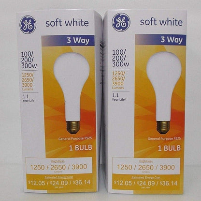 GE G&E - 41459 - 2pk 3-Way Incandescent Mogul Base Bulbs