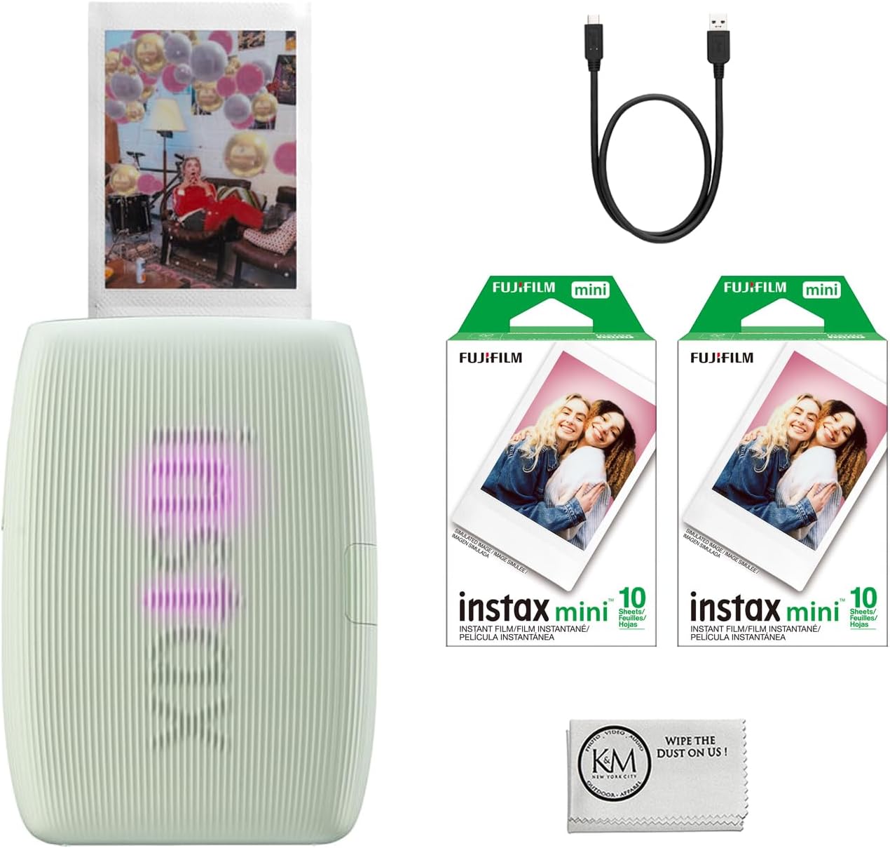 Fujifilm INSTAX Mini Link 3 Sage Green Printer Bundle