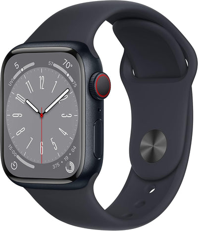 Apple MNUW3LL/A Watch Series 8: GPS + Cellular, 41mm, Midnight