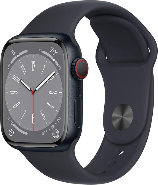 Apple MNUW3LL/A Watch Series 8: GPS + Cellular, 41mm, Midnight