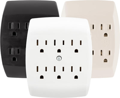 GE 54947 6-Outlet Grounded Wall Tap Adapter