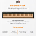 Roland FP 10 Digital Piano Black Bundle Stand Bench