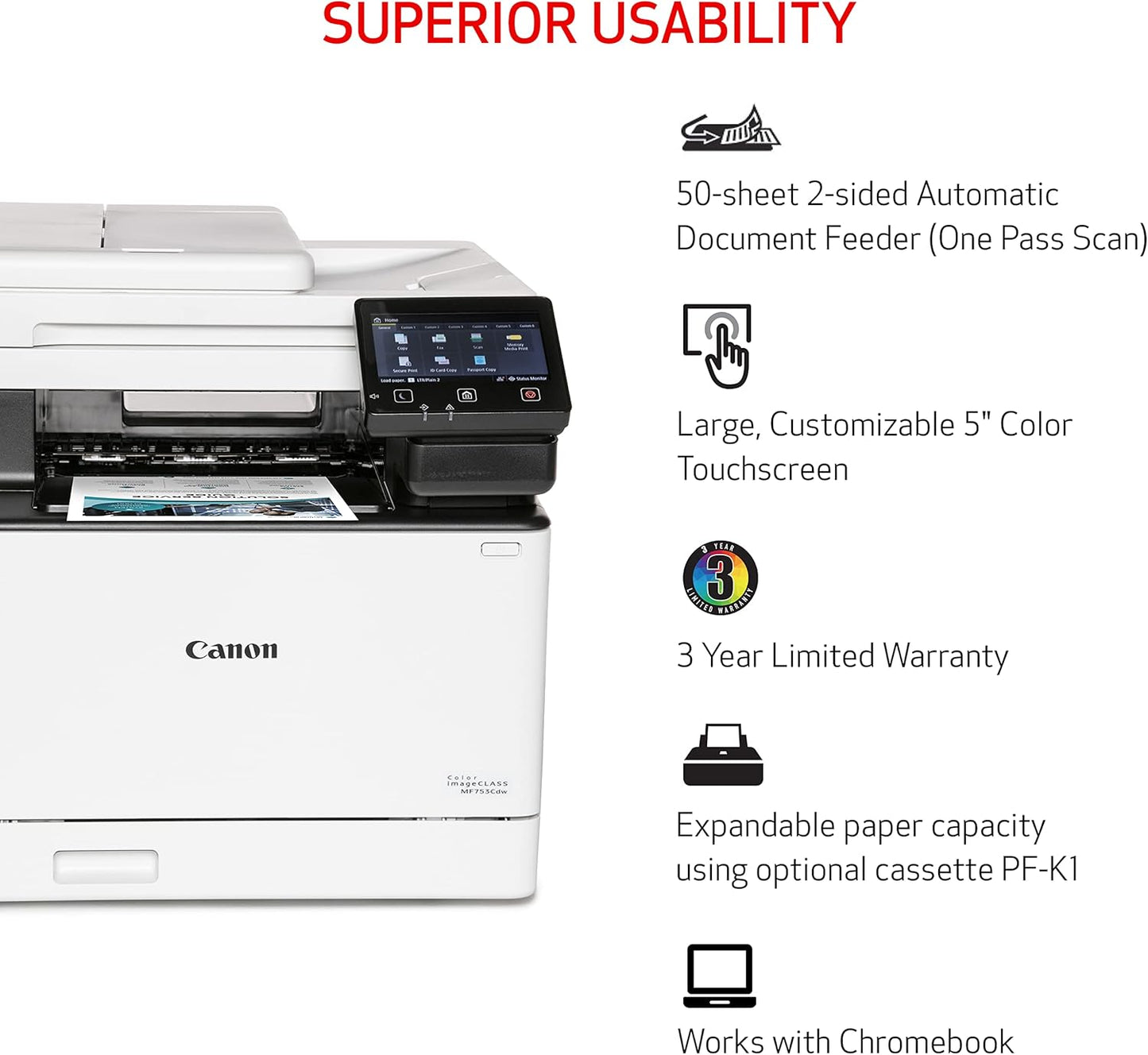 Canon 5455C010 Color imageCLASS MF753Cdw Wireless Laser Printer