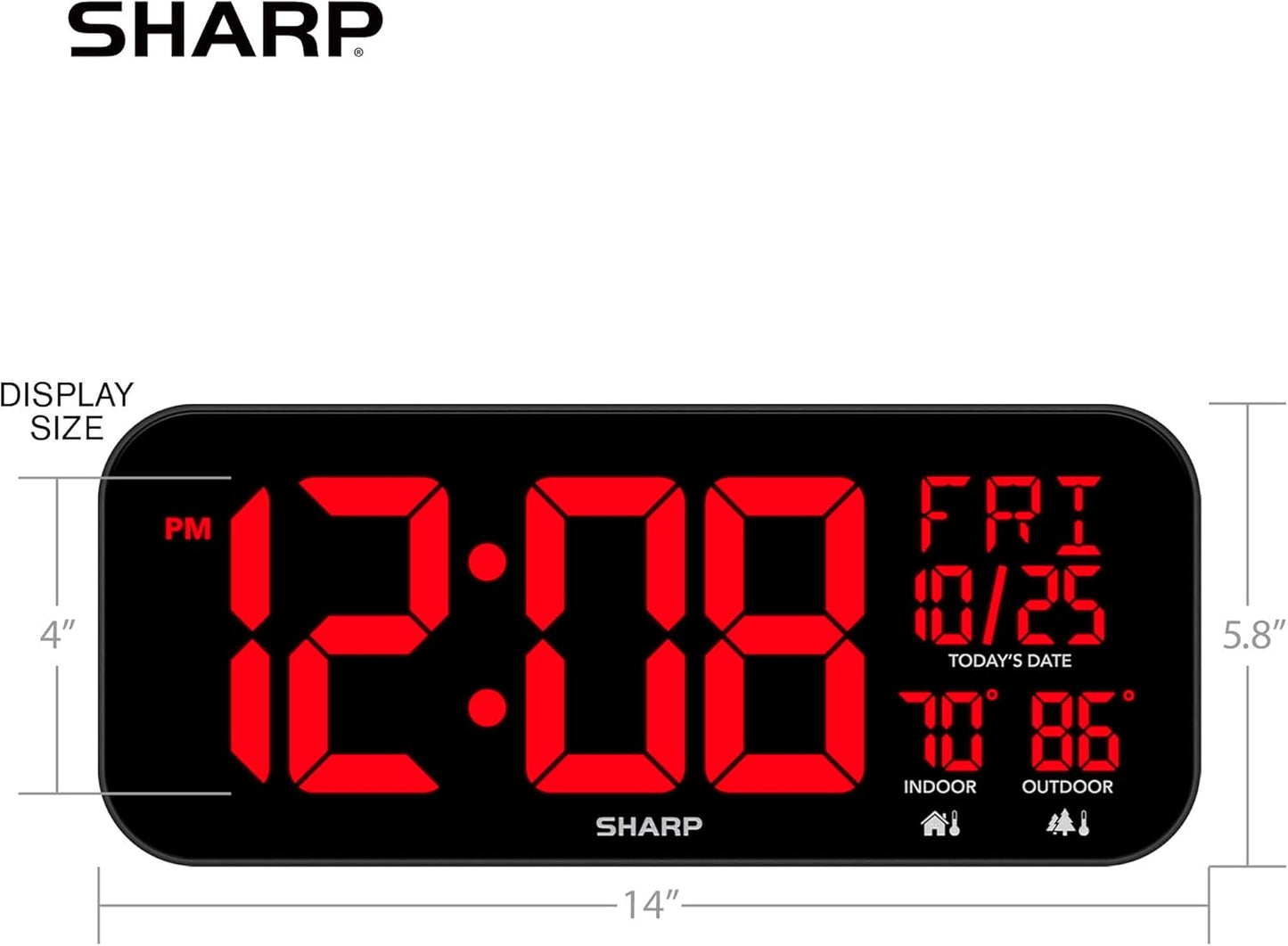Sharp Flechazo-0401 Oversized LED Clock with Temperature