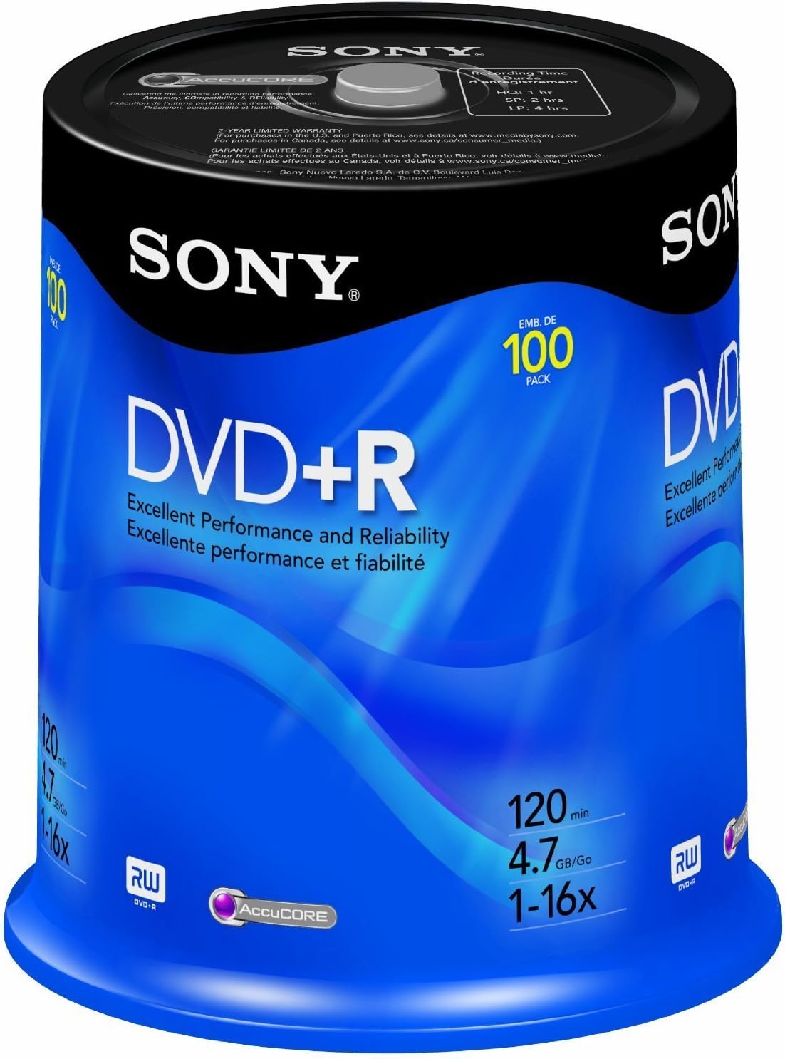 Sony FBA_DVD+R Printable 4.7GB Recordable DVDs 100-Pack