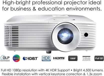 Optoma EH412 1080P HDR Projector 4500 Lumens (Renewed)