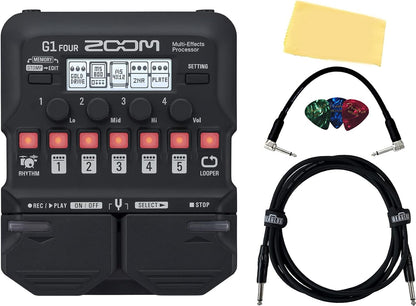 Zoom G1 FOUR Guitar MultiEffects Processor Bundle
