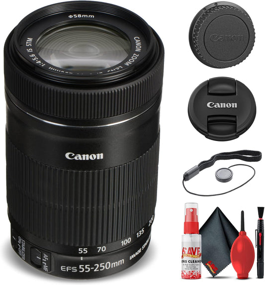 Canon 8546B002 EF-S 55-250mm STM Lens Bundle - Renewed