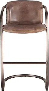 Misc Distressed Brown Leather Bar Chairs - Set of 2
