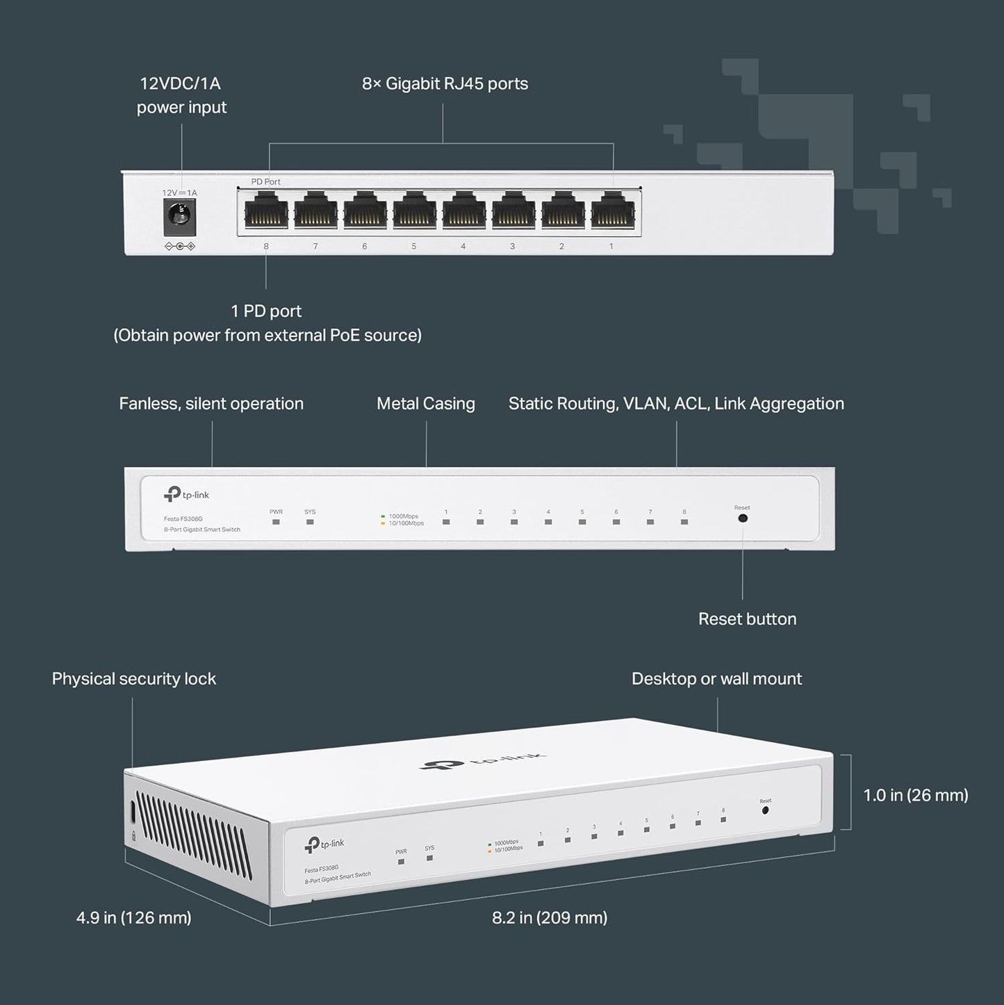 TP-Link Festa FS308G 8-Port Gigabit Managed Switch