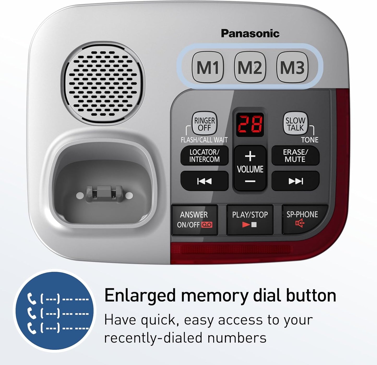 Panasonic KX-TGM450S Amplified Cordless Phone 50dB Volume Boost Silver