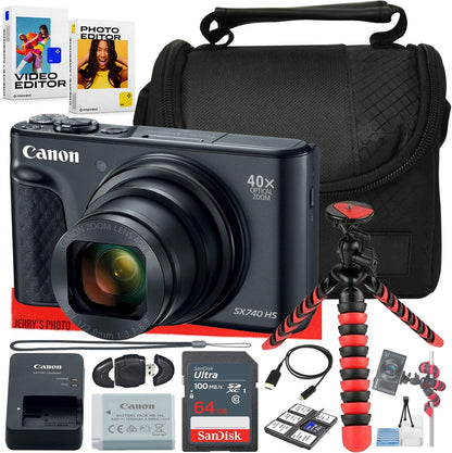 Canon SX740 HS Black Digital Camera Bundle (Renewed)