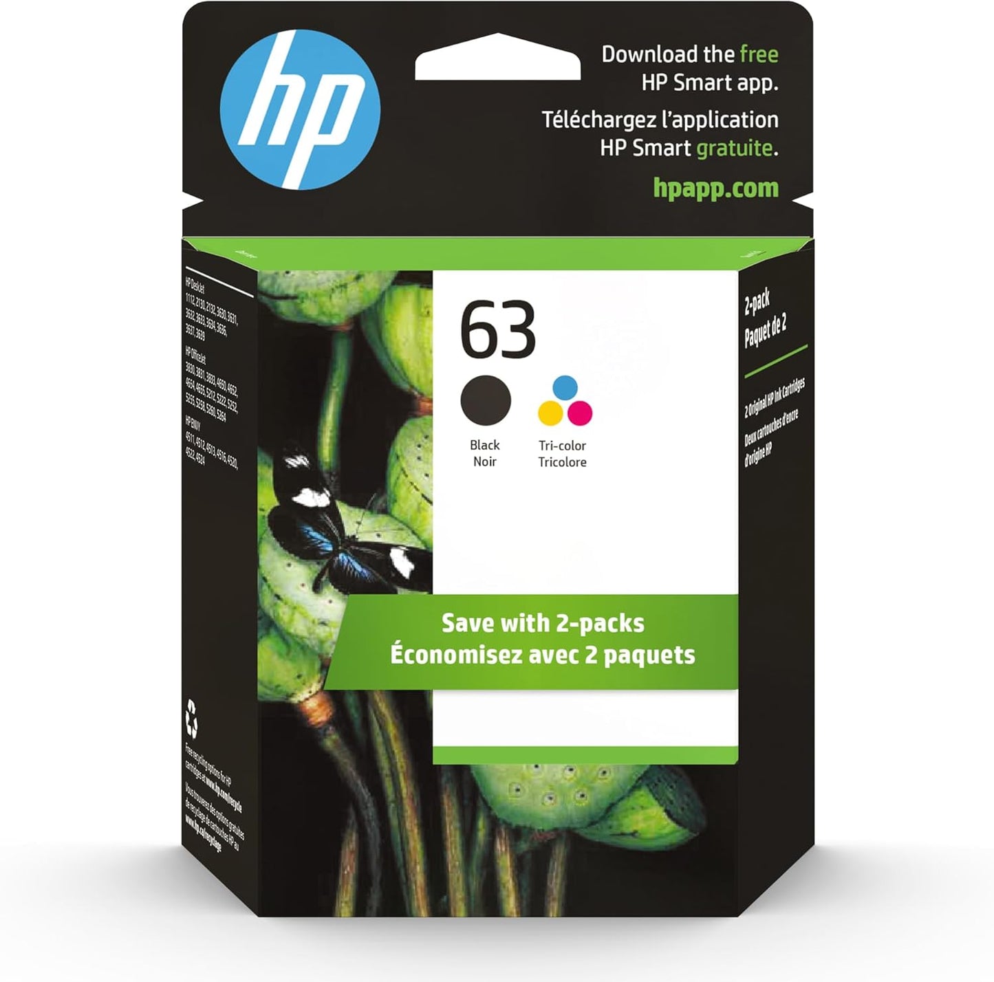HP L0R46AN#140 63 Black/Tri-color Ink Cartridge - 2-Pack