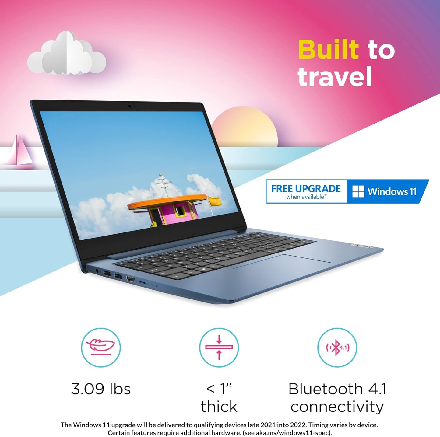 Lenovo 81VU0079US IdeaPad 1 14" Laptop Celeron 4GB 64GB Ice Blue